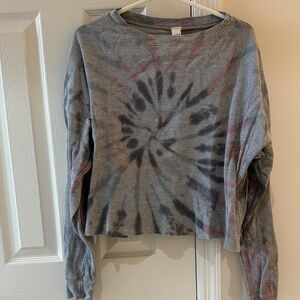 Love Vintage Tie-Dye Long Sleeve Cropped Top - Gray,Black, pink Size M/L